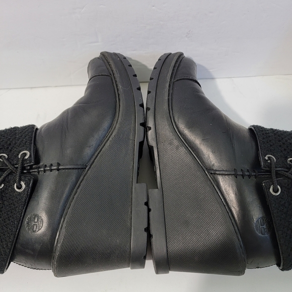 Timberland Defender Repellent System Women Platform Booties Sz 7.5 Black Leather - Picture 7 of 12